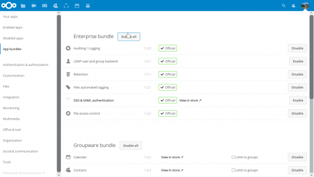 Der Nextcloud-Appstore bietet Bundles. (Bild: Nextcloud)